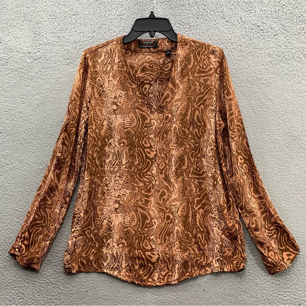 Maison Scotch & Soda Top Blouse Animal Tan Print L'Amour Pullover V-Neck Size L